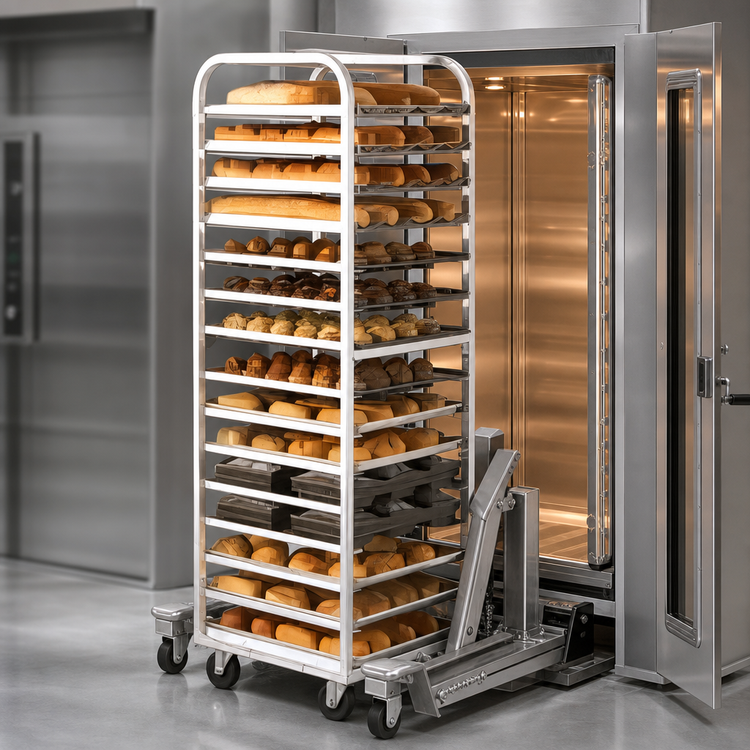 Product image #4 for New Age Adamatic 1804C Roll-In Oven Rack with C-Lift, 13 Pan Capacity