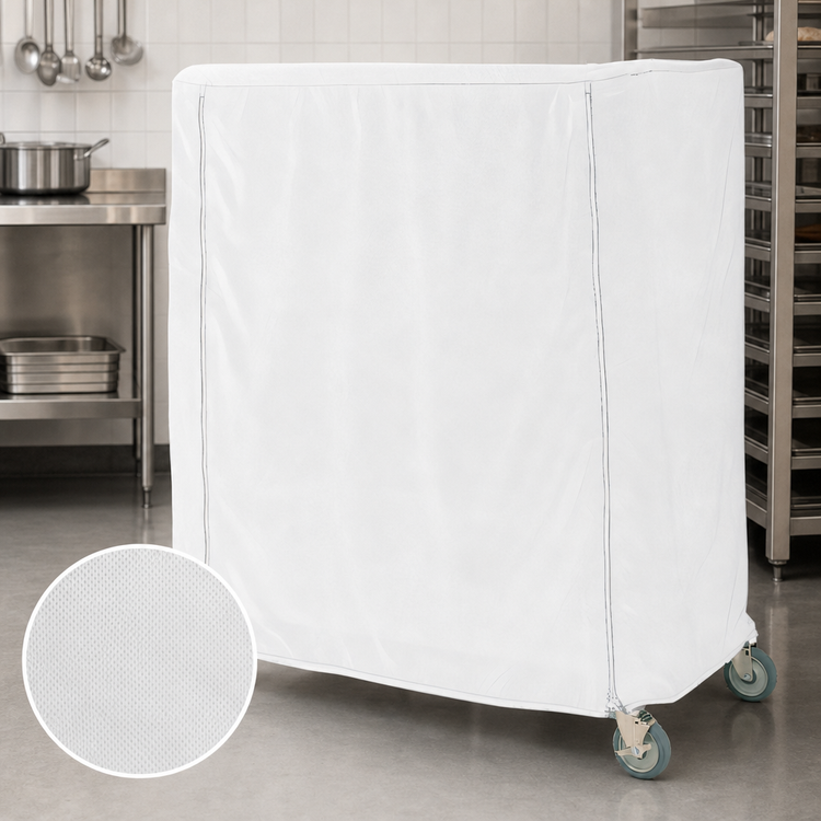 Product image #4 for Metro 60 x 18 x 62 Inch White Uncoated Knitted Polyester Cart Cover with Velcro Fastener