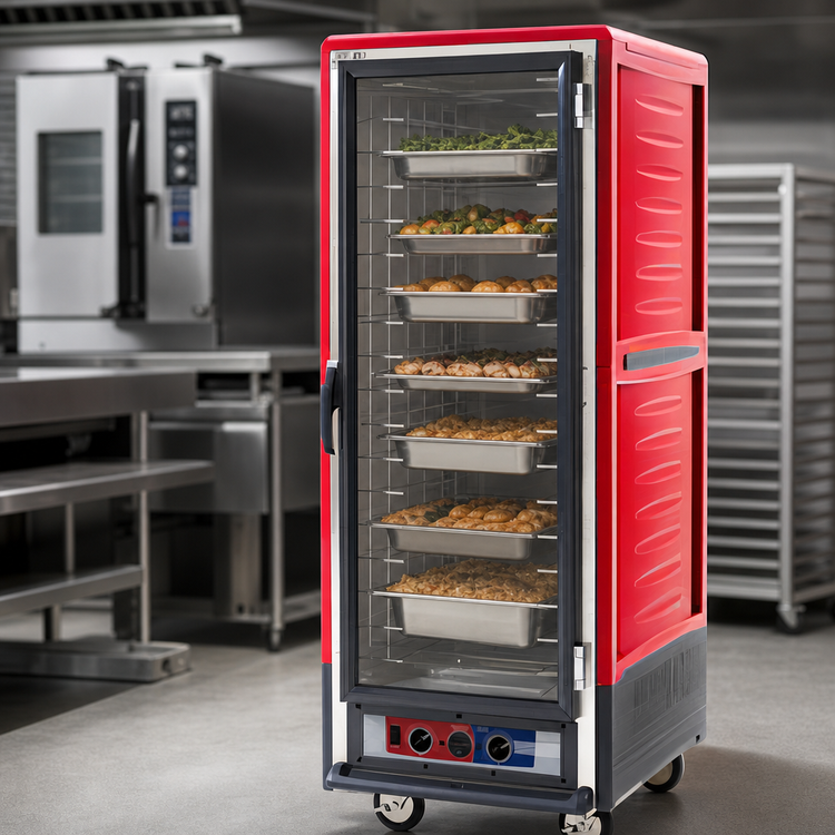 Product image #4 for Metro C5 3 Series Mobile Full-Height Heated Holding Cabinet with Red Insulation Armour, Clear Door, and Fixed Wire Slides