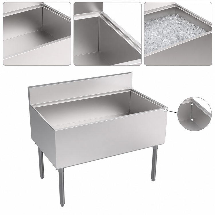 Product image #4 for Krowne Royal Series Underbar Ice Bin/Cocktail Unit, 42 Inch W x 24 Inch D, 161 lb. Capacity