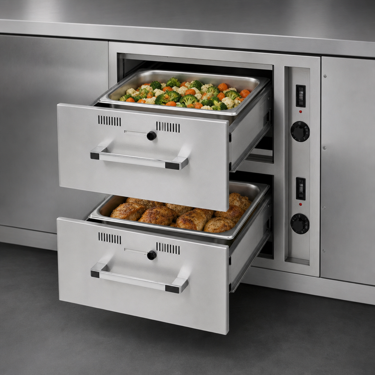 Product image #4 for RedHots Built-In Narrow 2-Drawer Stainless Steel Warming Drawer, 240V