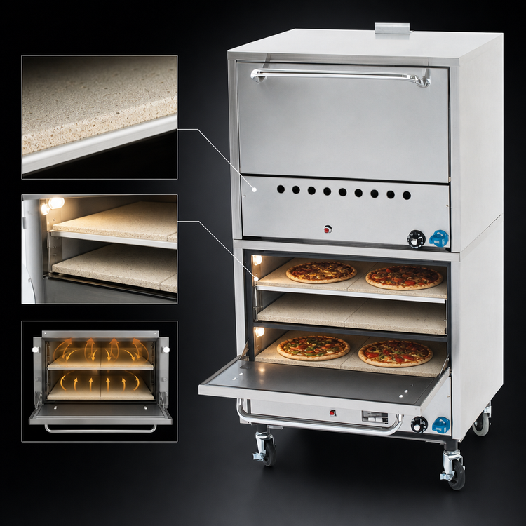 Product image #4 for Comstock-Castle 2PO26 Double-Stack Gas Pizza Deck Oven with 4 Hearth Decks