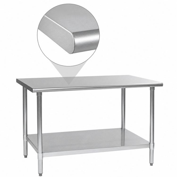 Product image #4 for Eagle Group Budget Series 84-Inch x 30-Inch Flat Top Work Table with 430 Stainless Steel Top and Adjustable Undershelf