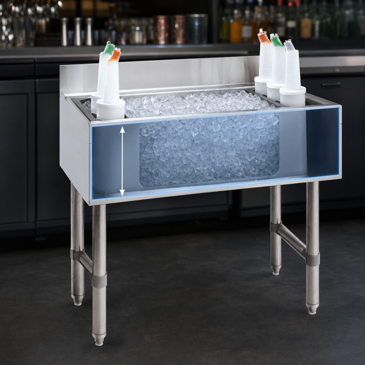 Product image #4 for Advance Tabco Underbar Basics 36-Inch Stainless Steel Cocktail Unit with 16-Inch Deep Ice Bin
