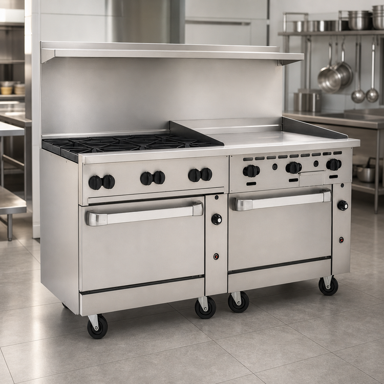 Product image #4 for Vulcan Endurance 72-Inch Gas Restaurant Range with 6 Open Burners, 36-Inch Griddle, Standard Oven and Convection Oven