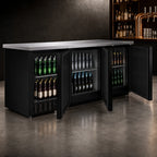 Thumbnail image #4 for Serv-Ware BB4-24-HC 73-Inch 3-Door Back Bar Bottle Cooler, 17.2 Cu. Ft., Black Exterior, Stainless Steel Interior