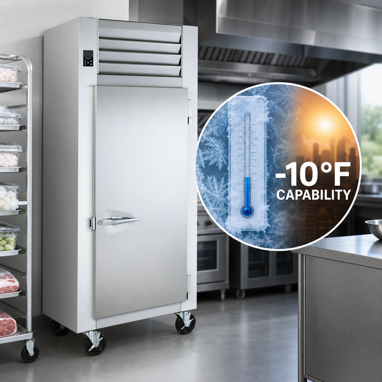 Product image #4 for Traulsen Spec-Line RLT126WUT-HHS One-Section Shallow Depth Reach-In Freezer with Half-Height Solid Doors