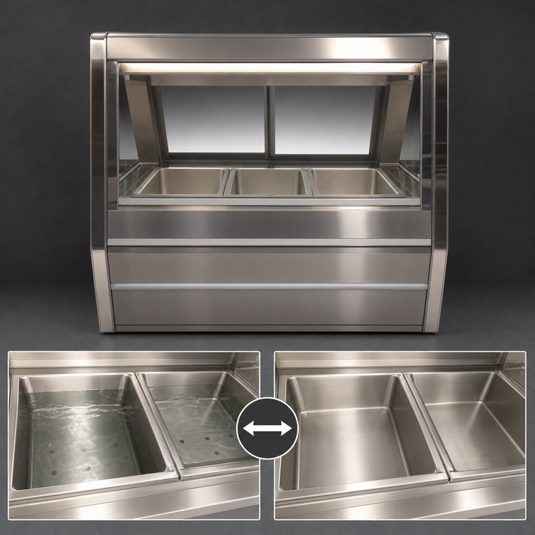 Product image #4 for Howard-McCray 76-1/2 Inch Full Service Hot Food Case with 4 Thermostatically Controlled Wells