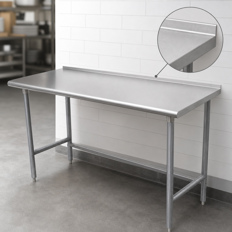 Product image #4 for Advance Tabco 108" x 30" Stainless Steel Work Table with 1-1/2" Rear Up-Turn and Galvanized Open Base