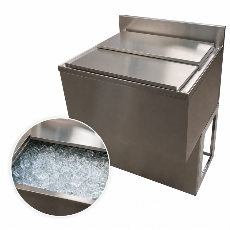 Product image #4 for BK Resources 30-Inch Insulated Underbar Ice Bin with 10-Circuit Aluminum Cold Plate, 97 lb Capacity
