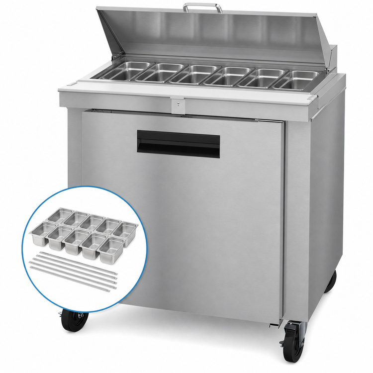 Product image #4 for Hoshizaki Steelheart 36-Inch Sandwich Top Refrigerator Prep Table with 10-Pan Rail and Solid Door