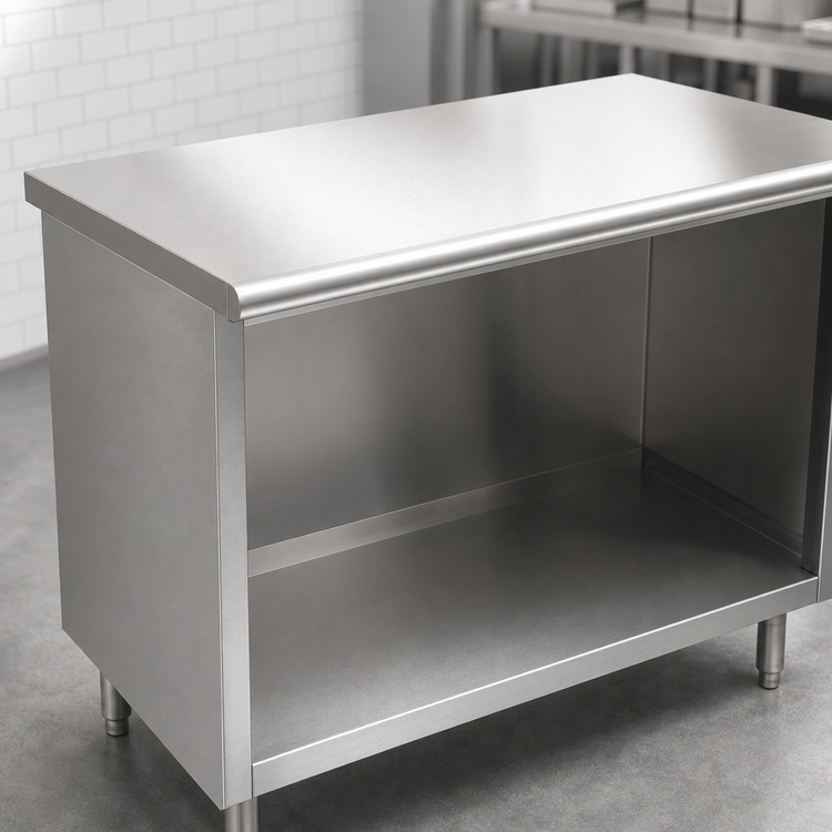 Product image #4 for Eagle Spec-Master Open Front Cabinet Base Work Table, 96 x 24 Inches, 14/304 Stainless Steel Top