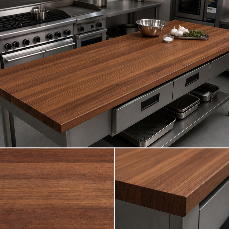 Product image #4 for John Boos Boos Block American Black Walnut Edge Grain Kitchen Countertop, 96 x 32 x 1-1/2 Inch, Varnique Finish