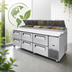 Thumbnail image #4 for Turbo Air Super Deluxe 93-1/8-Inch 3-Section Stainless Steel Pizza Prep Table with 6 Drawers, Side-Mount Self-Contained Refrigeration