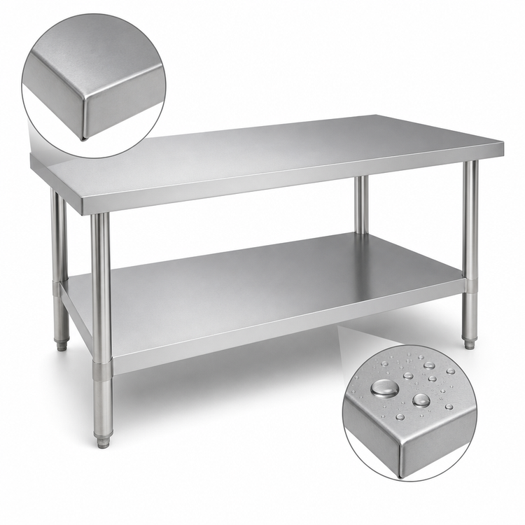 Product image #4 for 84-Inch x 30-Inch x 36-Inch 16/430 Stainless Steel Work Table with Undershelf