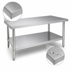 Thumbnail image #4 for Klinger's Trading 16GA-AST3084 84-Inch x 30-Inch Stainless Steel Work Table with Undershelf, 16-Gauge 430 Top, Open Base