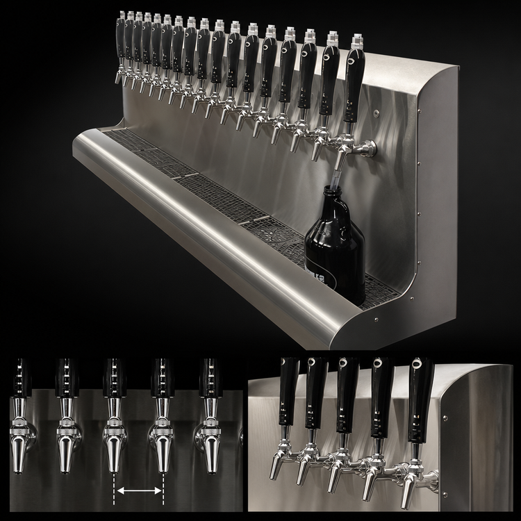 Product image #4 for Perlick 15-Faucet Wall-Mount Glycol-Cooled Modular Draft Beer Dispensing Tower, Rear Lead-Out