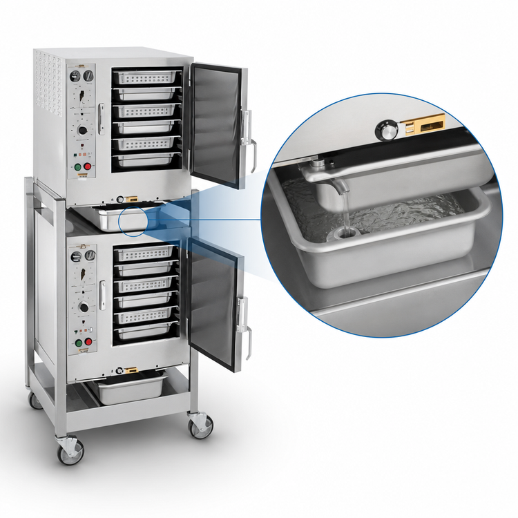 Product image #4 for AccuTemp Steam'N'Hold 2-Cavity Connectionless Vacuum Steamer with Stand and Casters, 208V, 6 kW