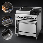 Thumbnail image #4 for Jade Range (Middleby) Titan JTRH-18B-1HT-36 36-Inch Gas Combination Range with 18-Inch Charbroiler, 18-Inch Hot Top & Standard Oven