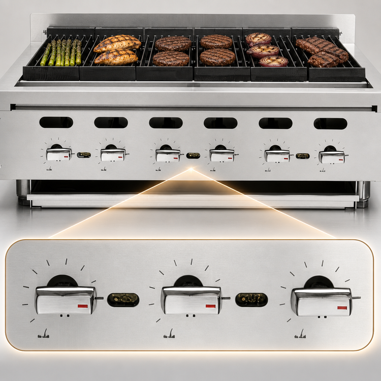 Product image #4 for Vulcan Achiever Quick Ship 72-1/2 Inch Countertop Gas Charbroiler, 13 Burners, 221,000 BTU