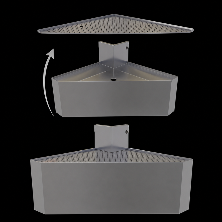 Product image #4 for Glastender Underbar Outside L-Shape Corner Drainboard, 24-Inch Deep, Stainless Steel, No Legs