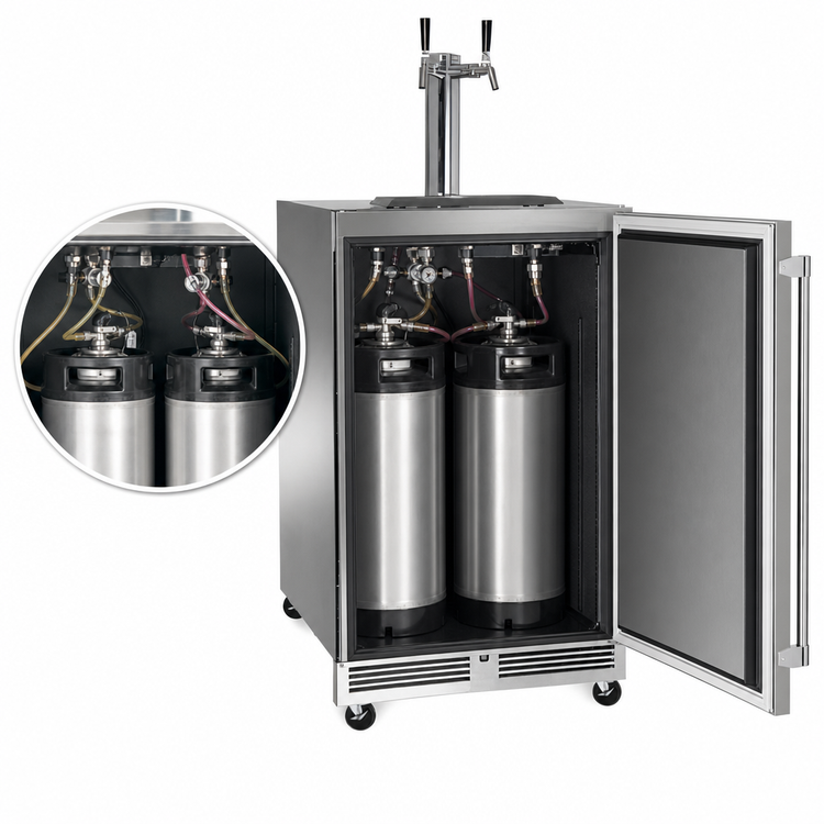Product image #4 for Perlick Two-Faucet Mobile Tap Wine Dispenser with 24-Inch Refrigerator, Stainless Steel, 115V