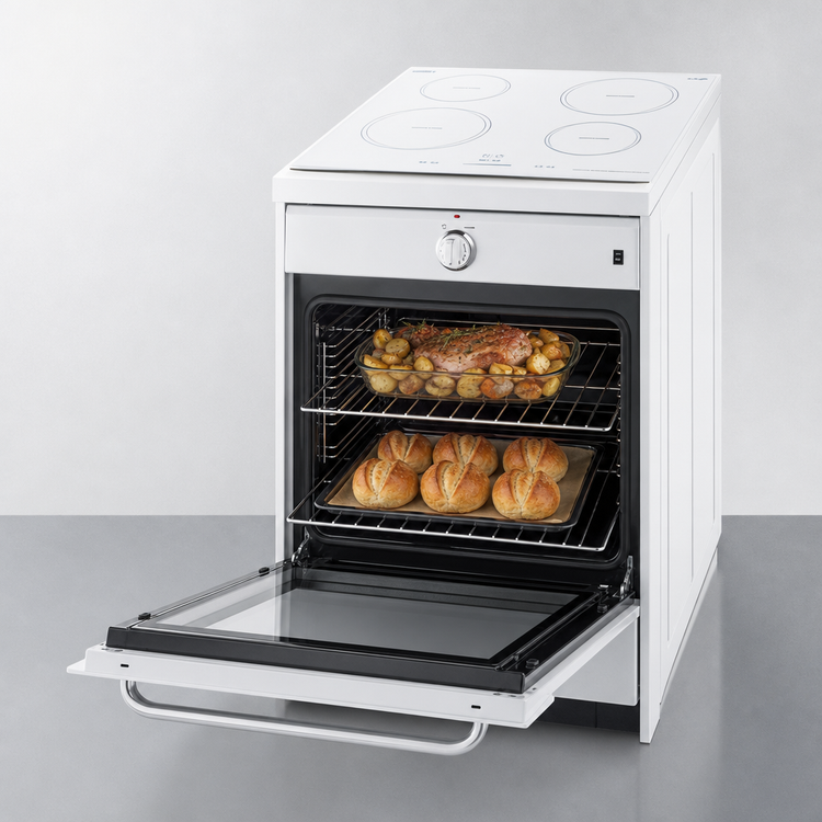 Product image #4 for Summit Commercial 24-Inch 4-Burner Induction Smooth-Top Range with 2.92 Cu. Ft. Oven, White