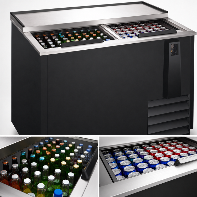 Product image #4 for Migali Competitor Series 50-Inch Bottle Cooler with Sliding Lids, 13 Cu. Ft., Side-Mount Refrigeration