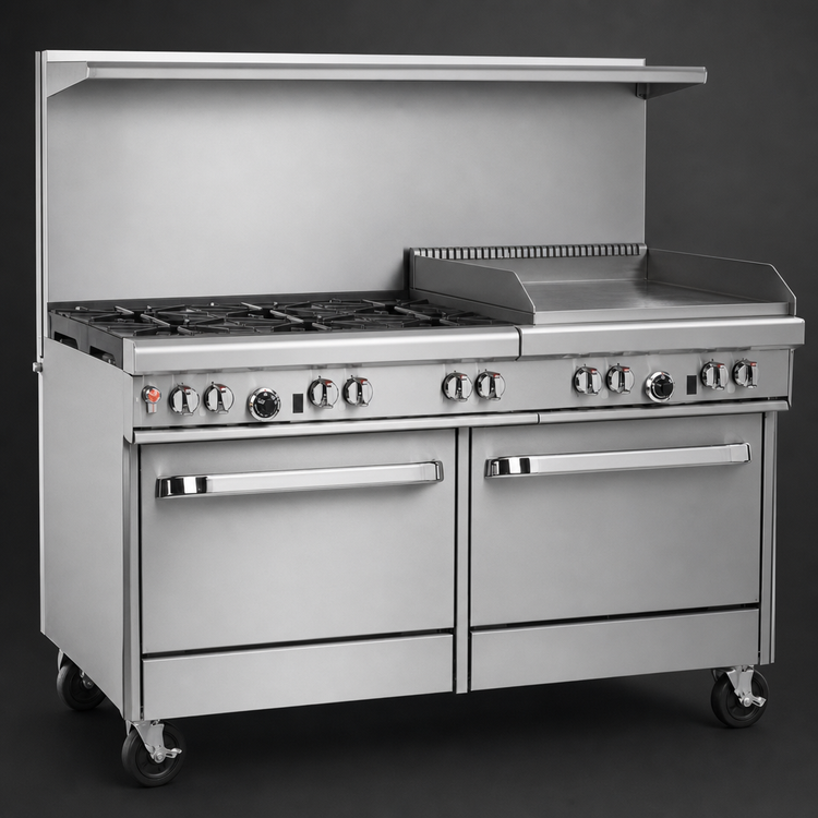 Product image #4 for Southbend Ultimate 60-Inch Commercial Gas Restaurant Range with 6 Open Burners, 24-Inch Griddle/Broiler, Standard Oven, and Convection Oven