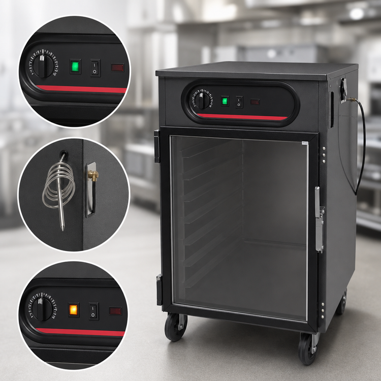 Product image #4 for hotLOGIX HL7-8 Half-Height Insulated Heated Holding Cabinet, 16 12" x 20" Pan Capacity, Solid Door