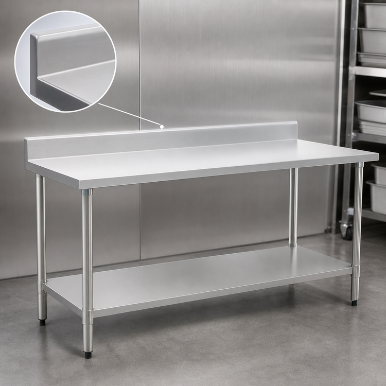 Product image #4 for Eagle Deluxe Series Stainless Steel Work Table with 4-1/2-Inch Backsplash and Adjustable Undershelf, 84 x 24 Inches