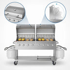 Thumbnail image #4 for Koolmore CGKIT6-D30D30 60-Inch Mobile Commercial Propane Charbroiler, 8-Burner, Stainless Steel, Dual Roll Dome Covers