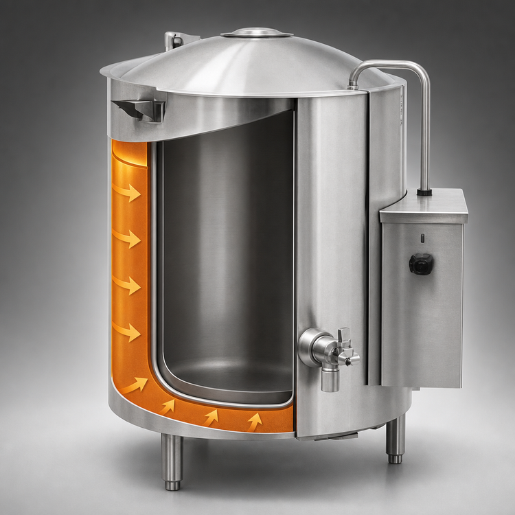 Product image #4 for Legion HEC-40 40-Gallon High-Output Electric Stationary Self-Contained Steam Kettle, 2/3 Jacketed