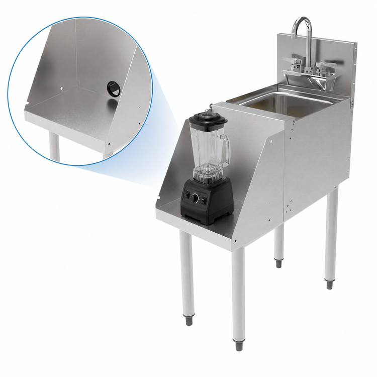 Product image #5 for Top Shelf TSF18BS 18-Inch Freestanding Stainless Steel Underbar Blender Station with Dump Sink