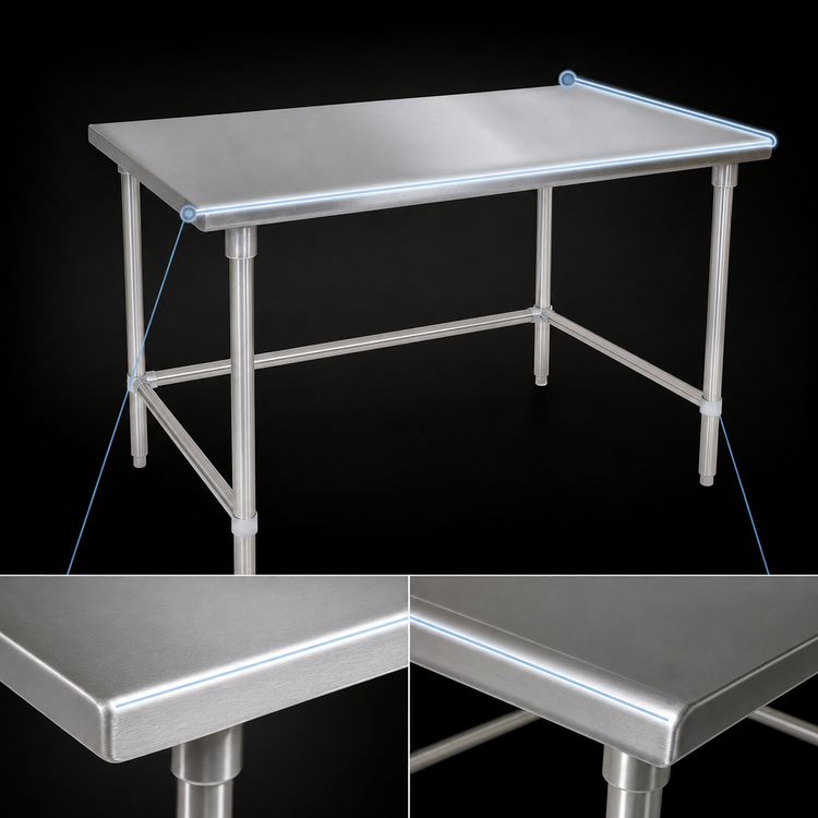Product image #4 for John Boos Stallion 84-Inch x 30-Inch Stainless Steel Flat-Top Work Table with Safety Edge