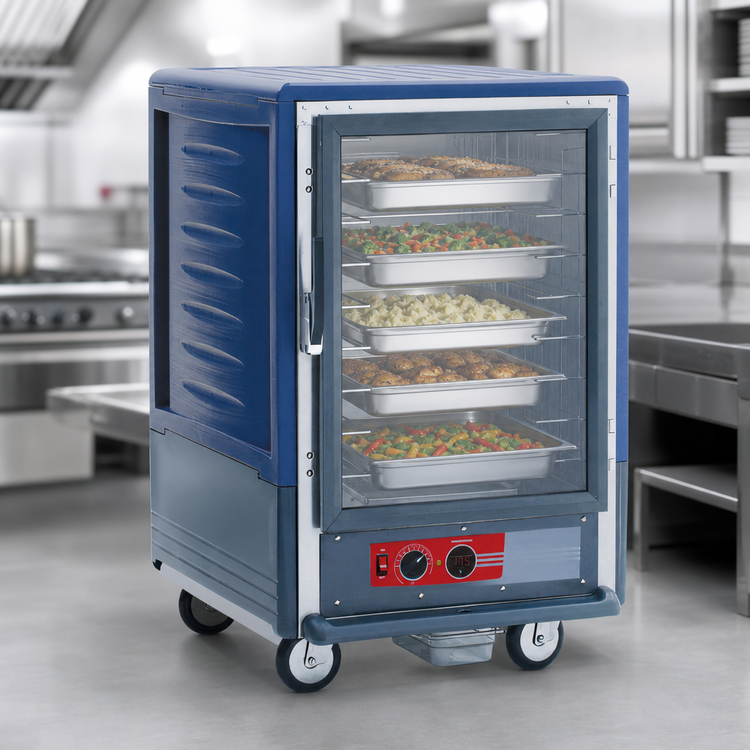 Product image #4 for Metro C5 3 Series Half-Height Mobile Heated Holding Cabinet with Blue Insulation Armour and Clear Polycarbonate Door