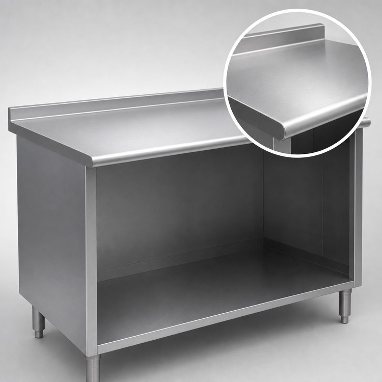 Product image #4 for Eagle Spec-Master Stainless Steel Underbar Work Table with Open Front Cabinet Base, 96 x 24 Inches