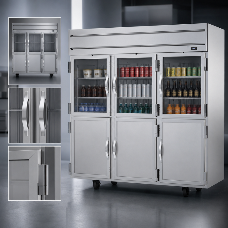 Product image #4 for Beverage-Air Horizon Series 3-Section Reach-In Freezer with Half Glass Display Doors, 69.1 Cu. Ft.