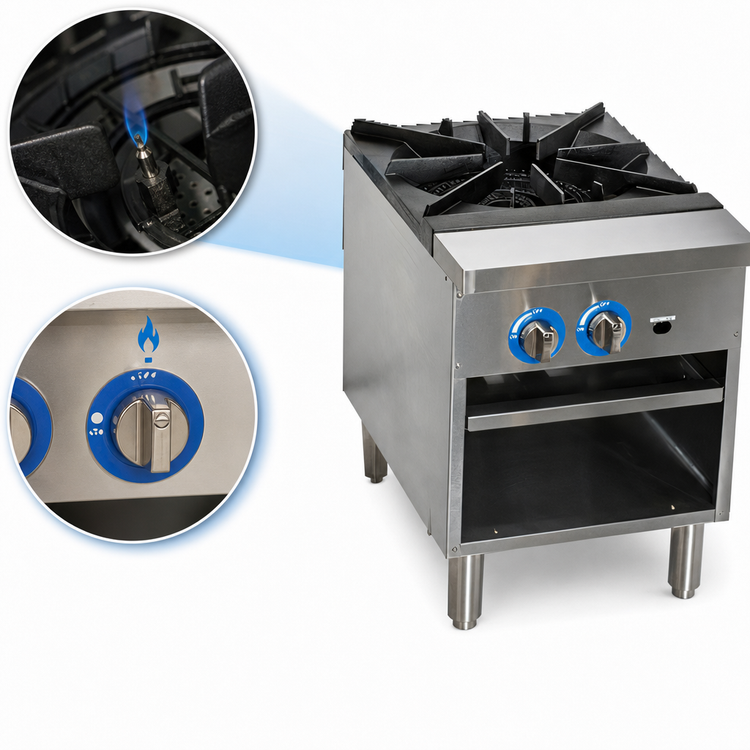 Product image #4 for Globe Single-Section Heavy-Duty Stainless Steel Gas Stock Pot Range with 2-Ring Cast Iron Grate