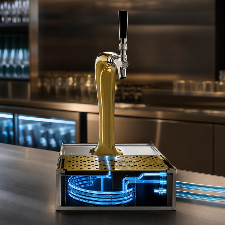 Product image #4 for Glastender Cobra 1-Faucet Countertop Glycol-Cooled Draft Dispensing Tower, Gold Finish