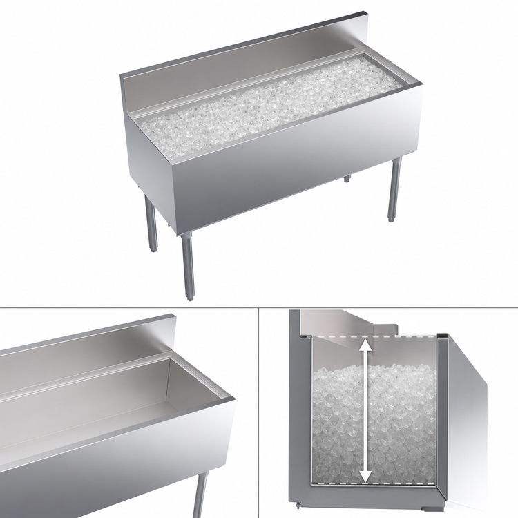 Product image #4 for Krowne Royal Series 48-Inch Stainless Steel Underbar Ice Bin/Cocktail Unit, 147 lb Capacity