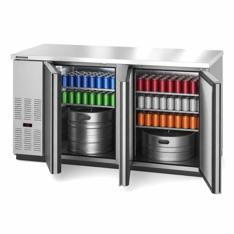 Product image #4 for Hoshizaki BB69-S 69.5-Inch Two-Section Reach-In Back Bar Cooler with Solid Hinged Doors