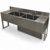 Thumbnail image #5 for BK Resources Four-Compartment Underbar Sink with Left and Right Drainboards, 96-Inch Wide, 304 Stainless Steel