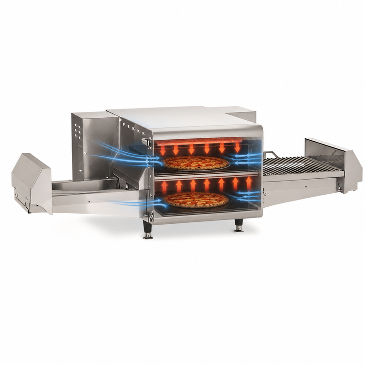 Product image #5 for Ovention Matchbox M1718 Ventless Electric Countertop Single Deck Conveyor Oven with Dual 17 x 18-Inch Cooking Platforms