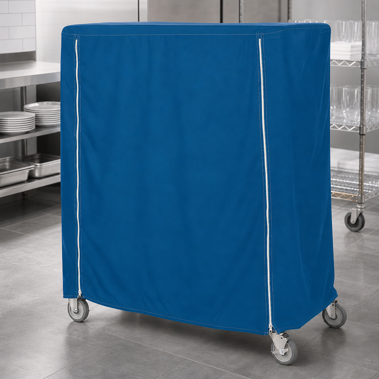 Product image #4 for Metro Mariner Blue Uncoated Denier Nylon Banquet Cart Cover for 48 x 18 x 62 Inch Carts