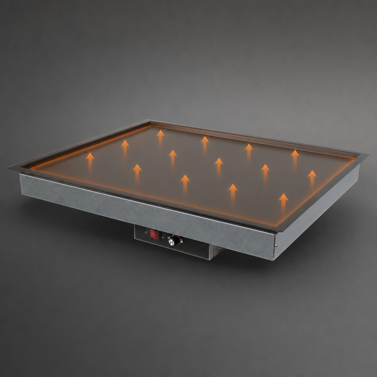 Product image #4 for Hatco Glo-Ray Built-In Rectangular Heated Shelf with Recessed Top, 61.5-Inch x 17-Inch, Hardcoated Aluminum