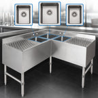 Thumbnail image #4 for John Boos UBS3C-1848-2D18 Slim-Line 3-Compartment Underbar Corner Sink with Dual 18-Inch Drainboards, 48 x 18 Inches