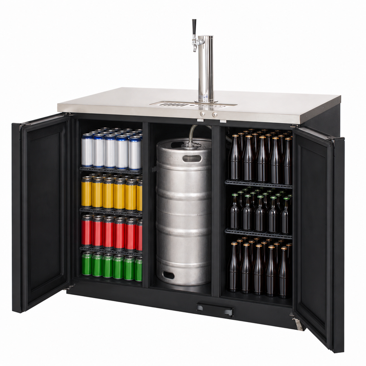 Product image #4 for Everest Refrigeration Two-Section Back Bar and Direct Draw Keg Refrigerator Combo, 49 Inch Wide, 13.0 Cu. Ft., 1 Half Barrel Keg Capacity
