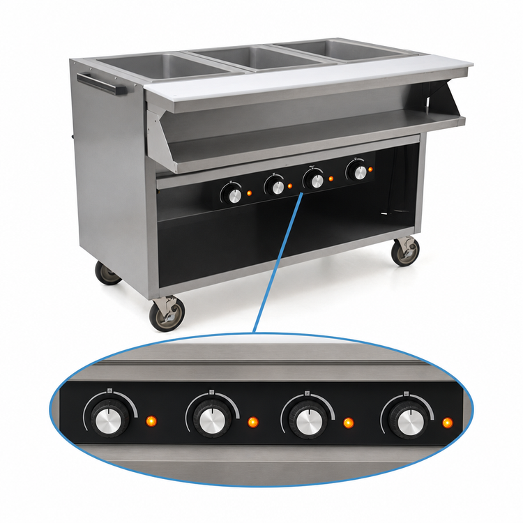 Product image #4 for Spec-Master SPHT4OB-120 4-Well Electric Sealed Well Hot Food Table with AutoFill