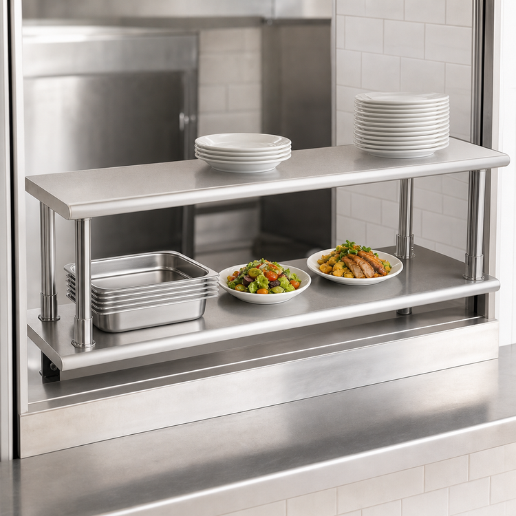 Product image #4 for Eagle 96-Inch W x 18-Inch D 304 Stainless Steel Pass-Thru Shelf with Overshelf